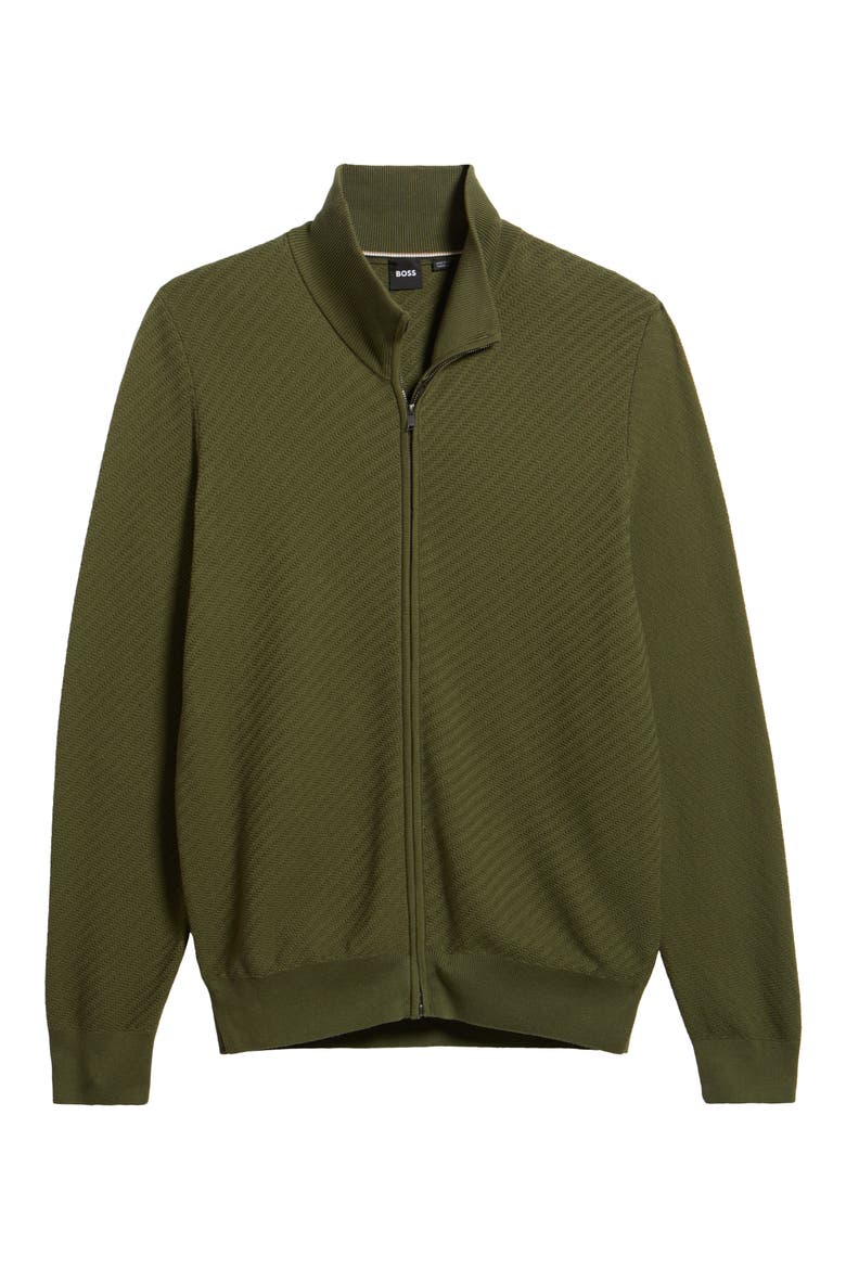 Loretti Full Zip Cotton Cardigan, Main, color, OPEN GREEN