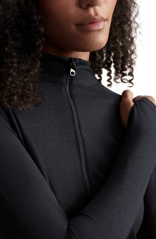 Varley Always Warm Base Layer Half Zip Top In Black Marl