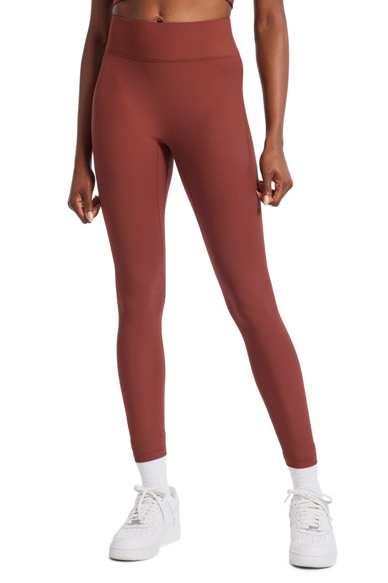 Center Stage High Waist Rib Leggings, Main, color, CHERRY MAHOGANY