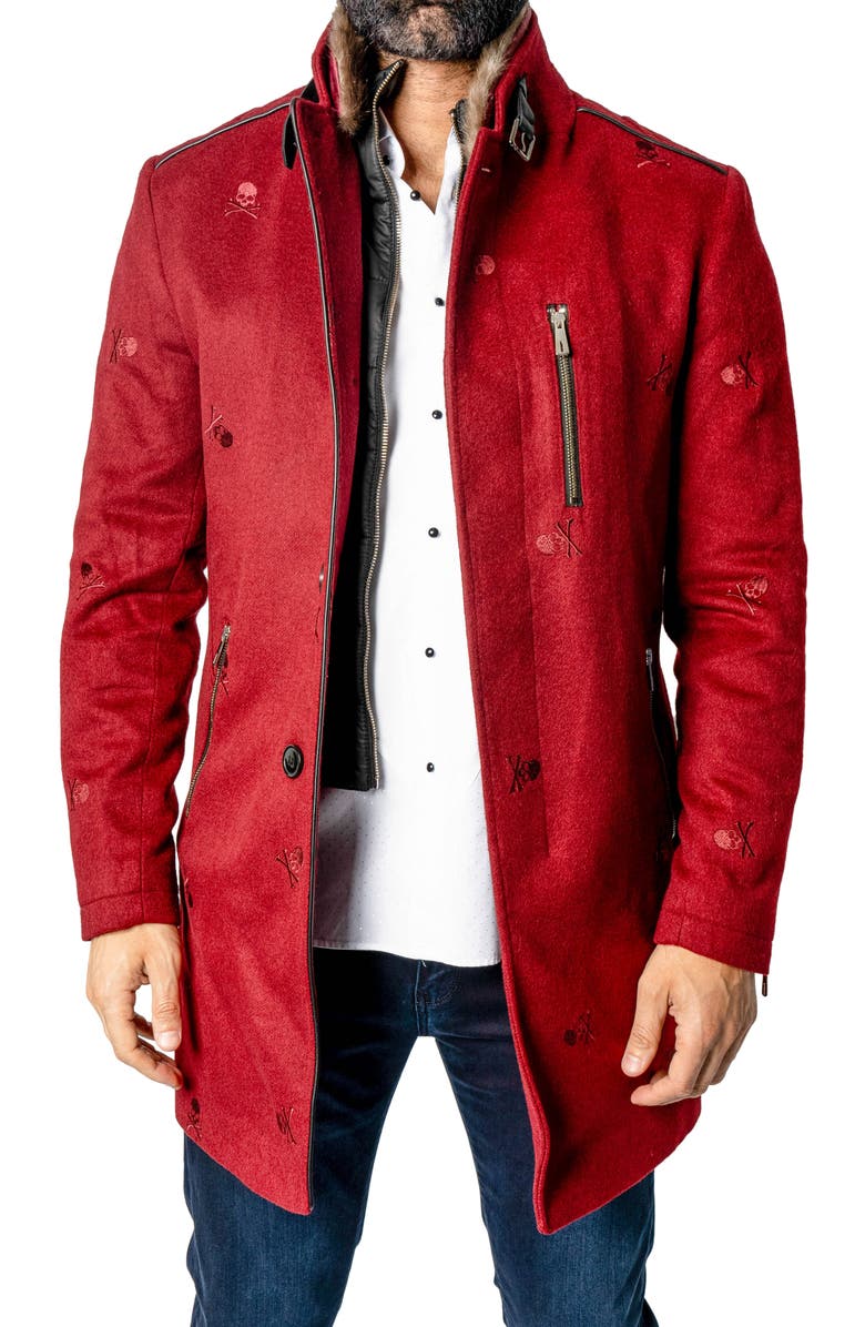 Maceoo Captainskull Embroidered Peacoat, Main, color,