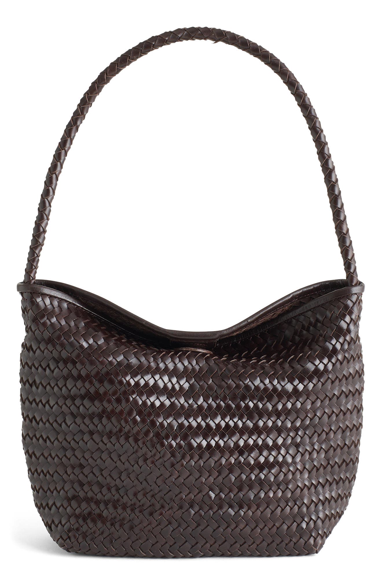 Madewell The Handwoven Leather Shoulder Bag, Main, color, Coffee Bean
