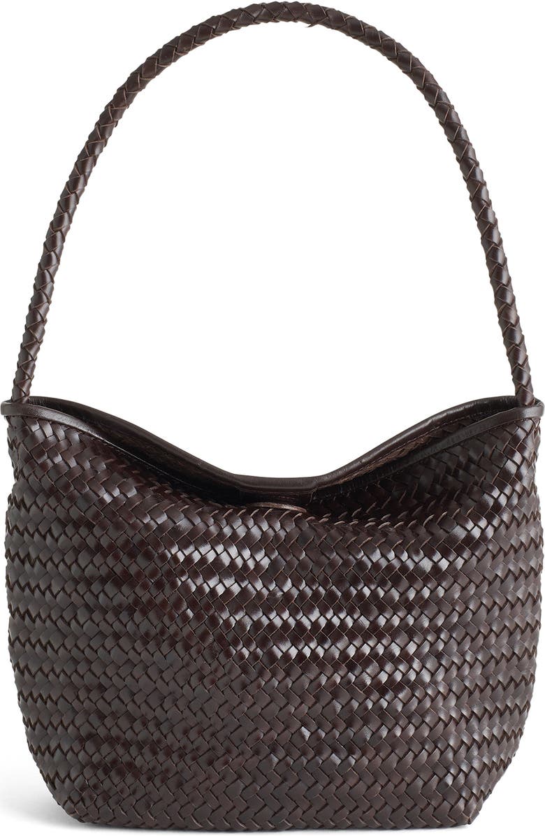 Madewell The Handwoven Leather Shoulder Bag, Main, color, Coffee Bean