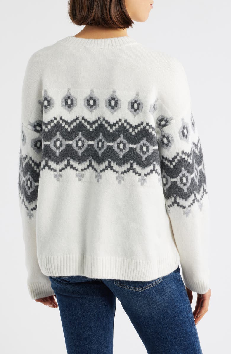 Vince Camuto Fair Isle Crewneck Sweater, Alternate, color, Antique White