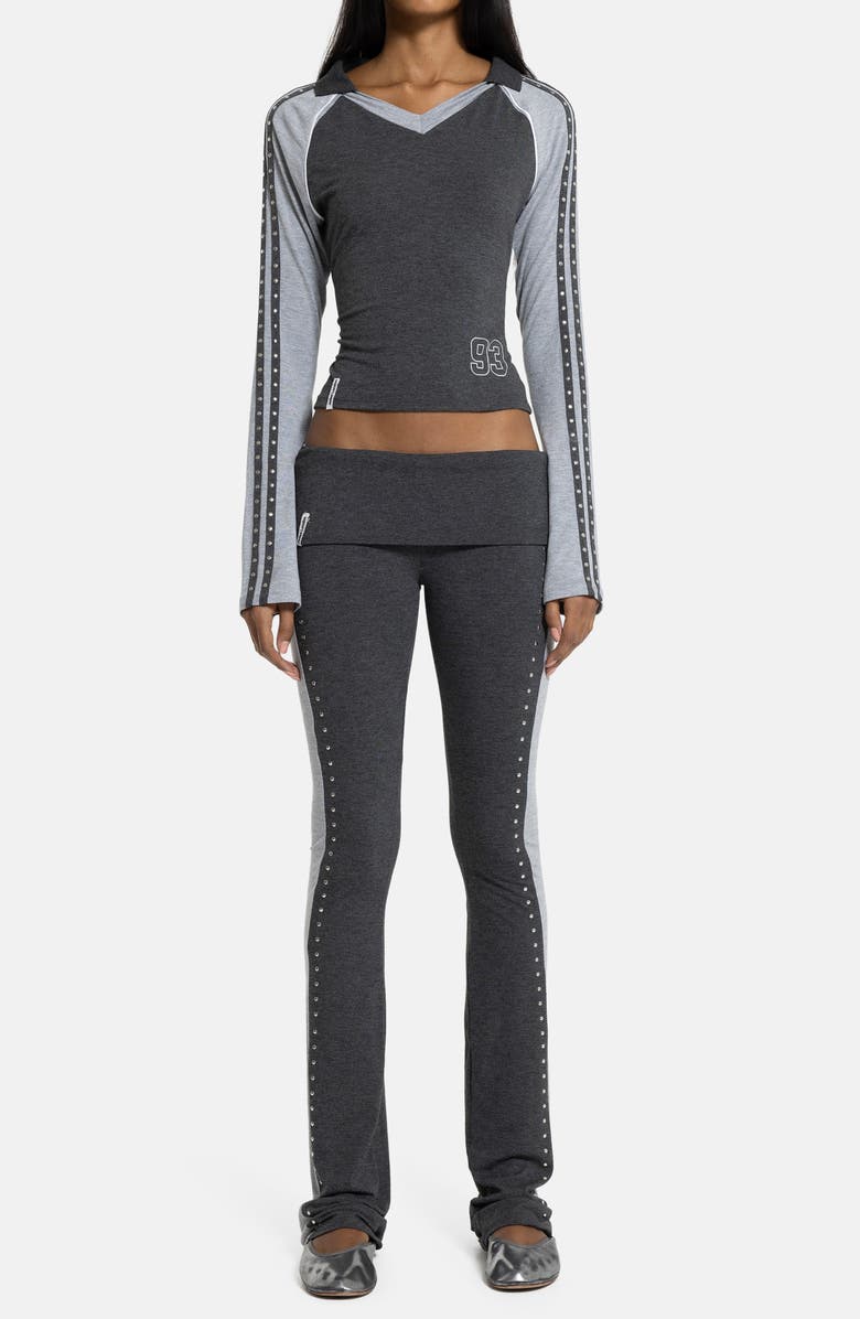 JADED LONDON Foldover Studded Leggings, Alternate, color, Grey