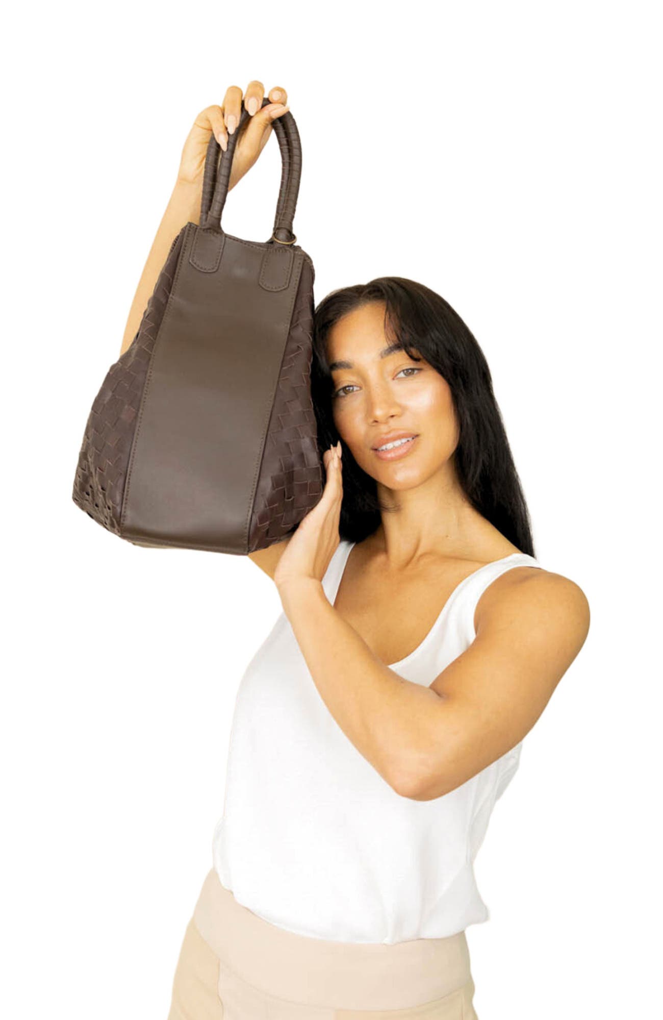 Deux Mains All Day Leather Tote, Alternate, color, Dark Brown
