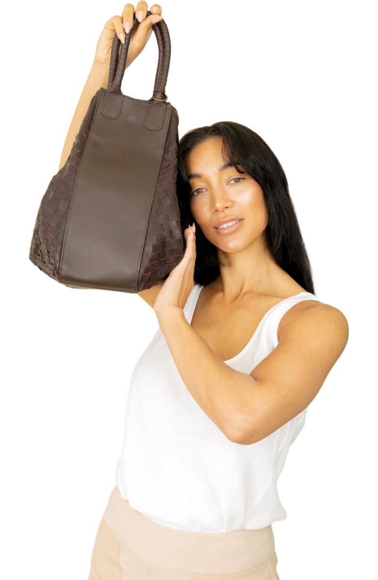 Deux Mains All Day Leather Tote, Alternate, color, Dark Brown