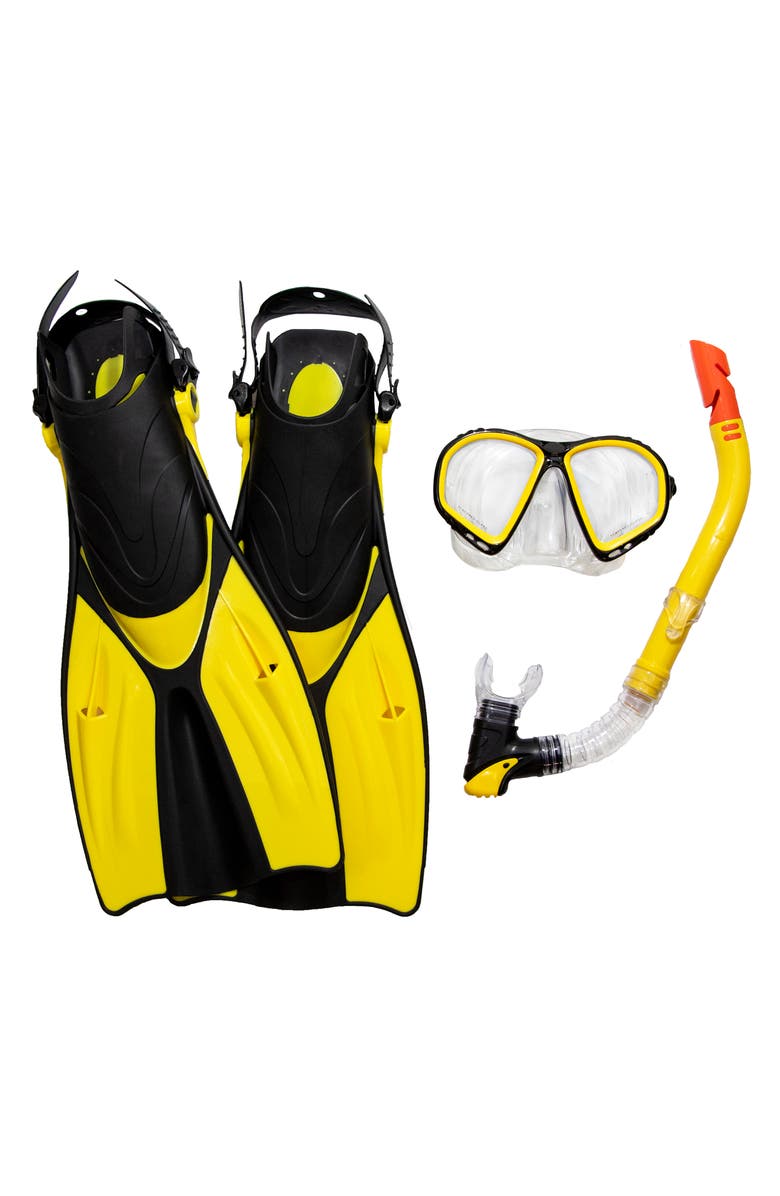 Swimline Thermotech Mesh Bag Snorkeling Set, Fin Sizes 9-11, Alternate, color, Multicolored