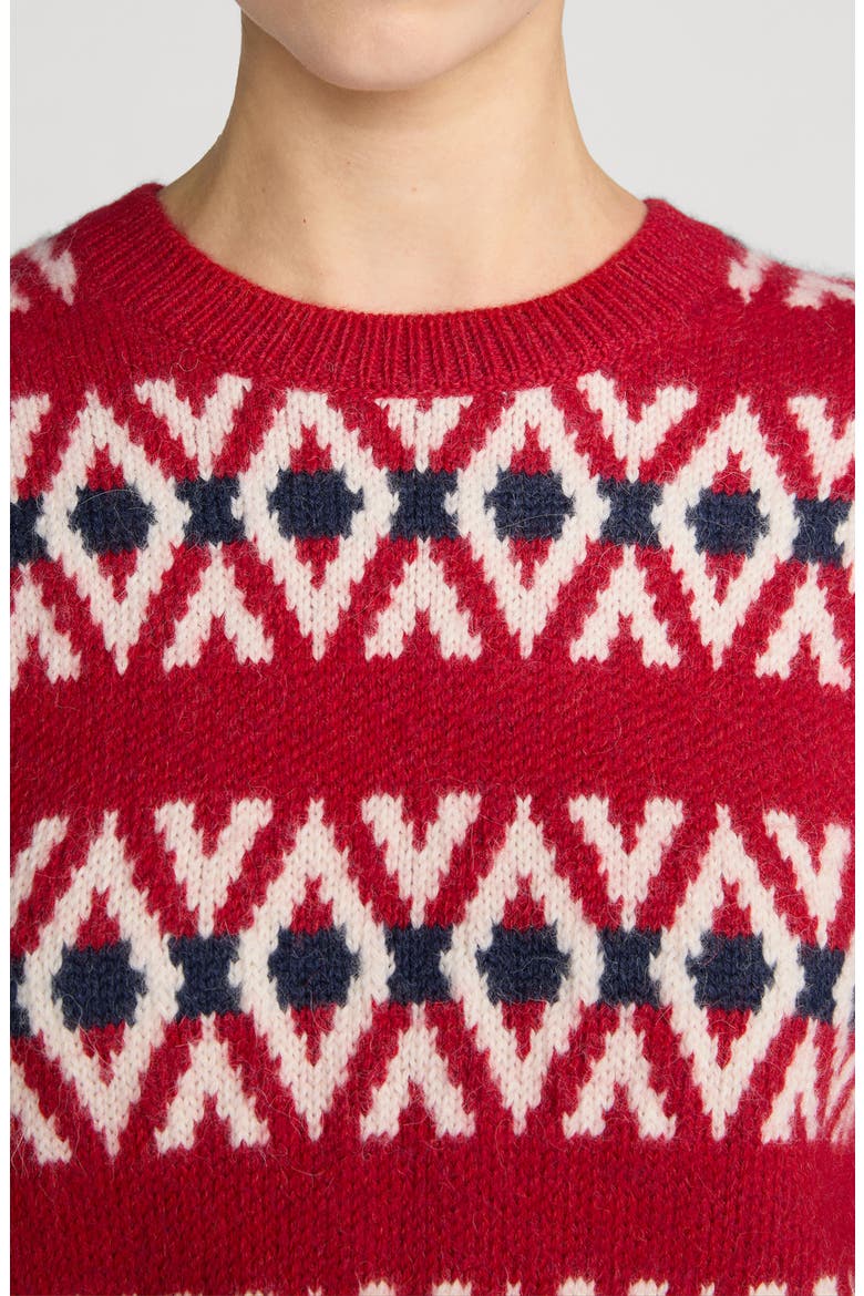 The Oversize Baby Alpaca Wool Sweater, Alternate, color, CURRANT FAIRISLE