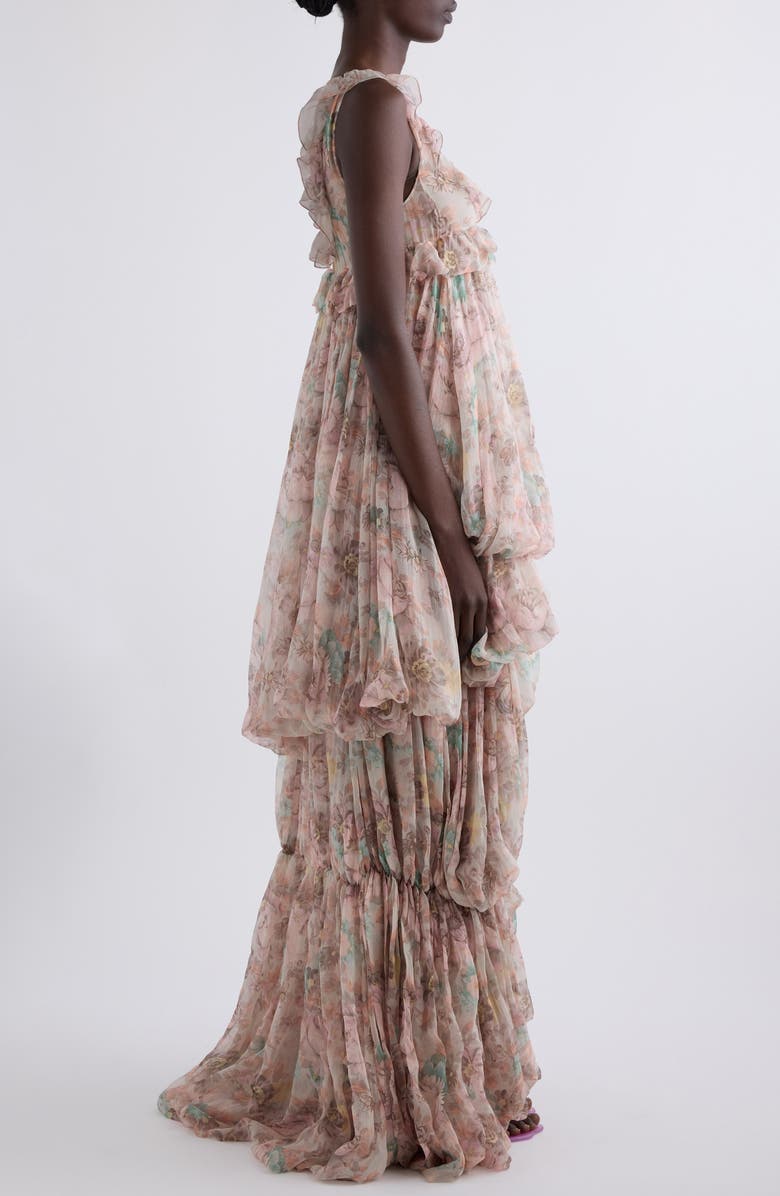 Chloé Ruffle Silk Gauze Dress, Alternate, color, 