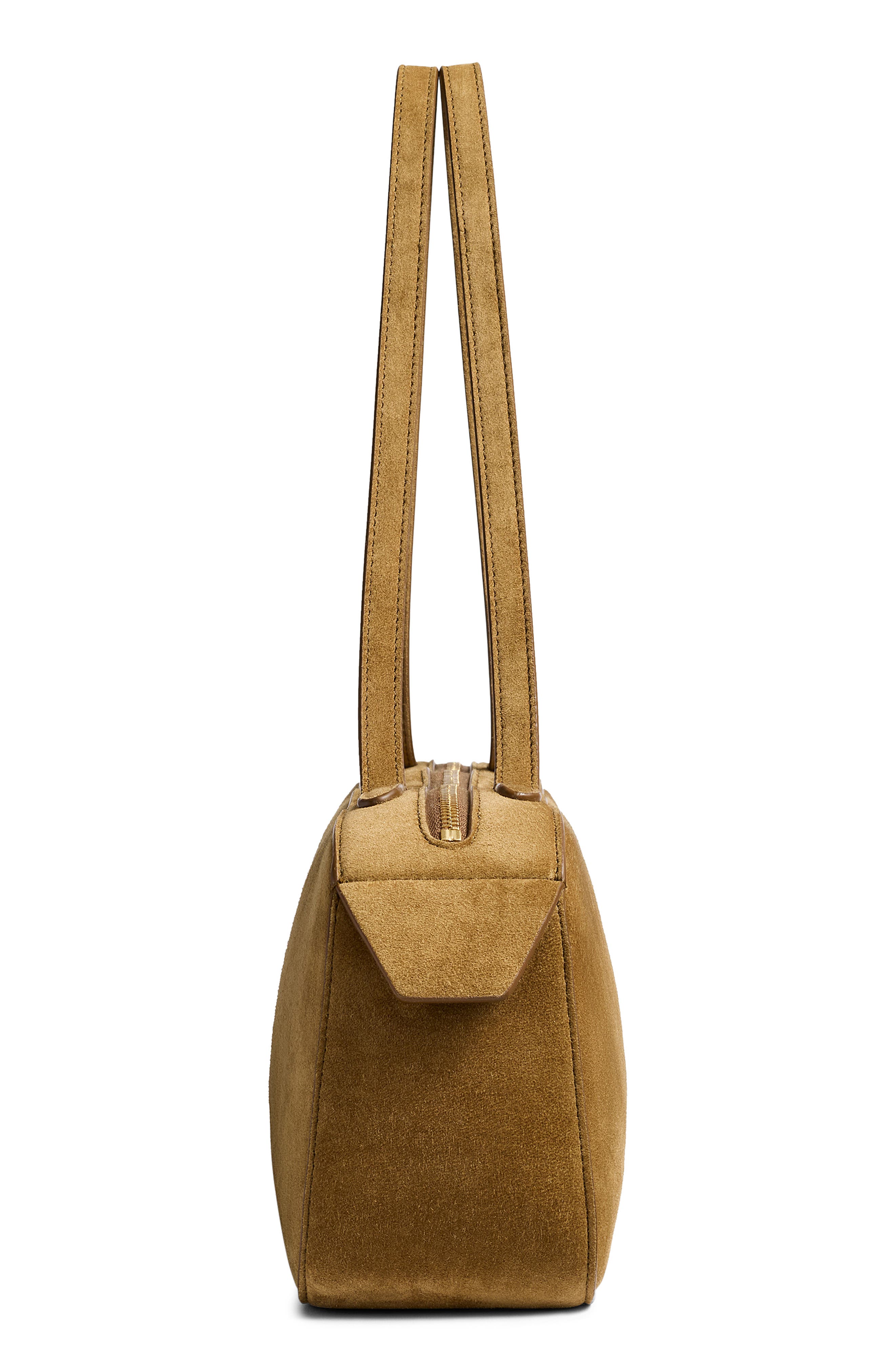 Khaite Simona Suede Shoulder Bag, Alternate, color, Mud