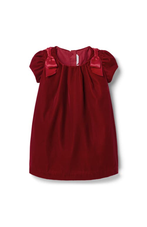 Janie And Jack The Velvet Shoulder Bow Dress In Burgundy