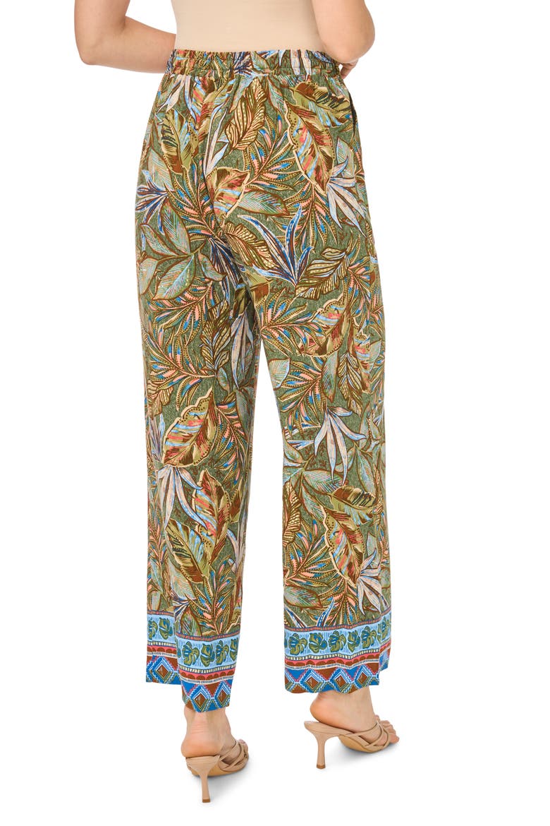 Tropical Print Drawstring Wide Leg Pants, Alternate, color, CLOVER