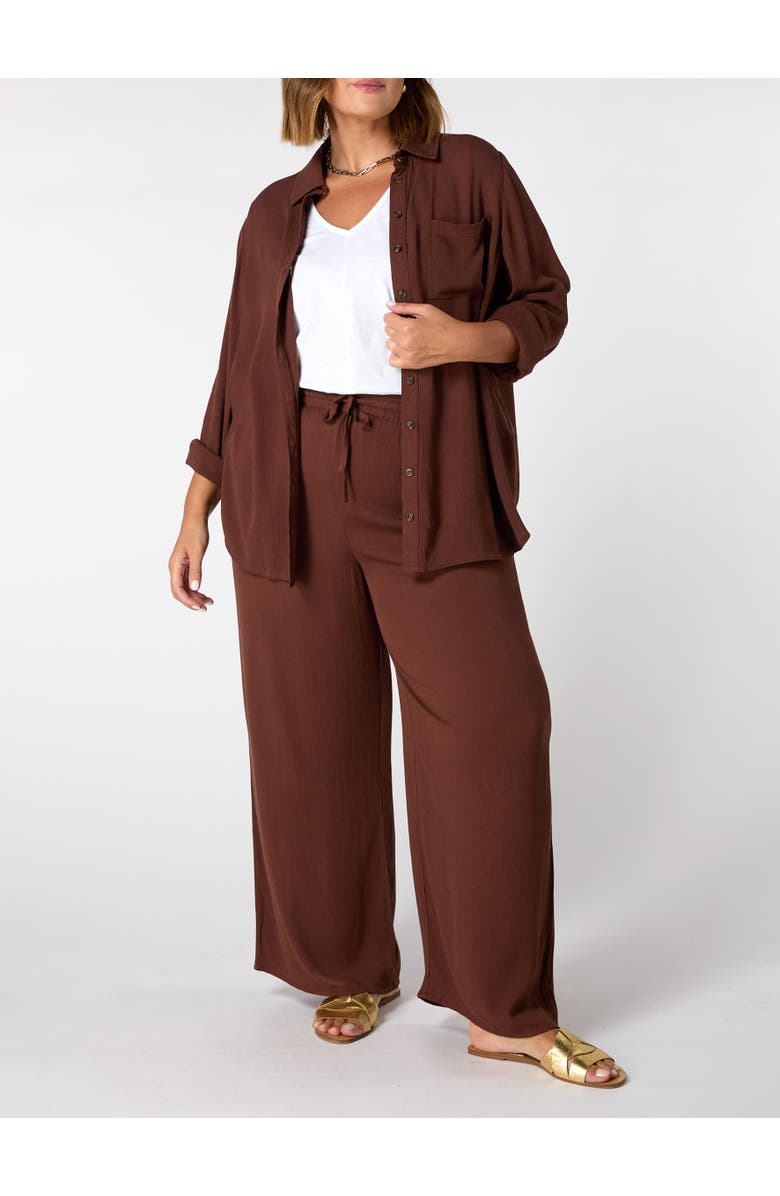 Live Unlimited Crinkle Drawstring Pants, Alternate, color, Chocolate