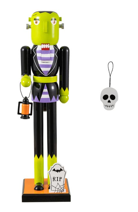 Halloween Wood Skeleton with Ornament Nutcrackers