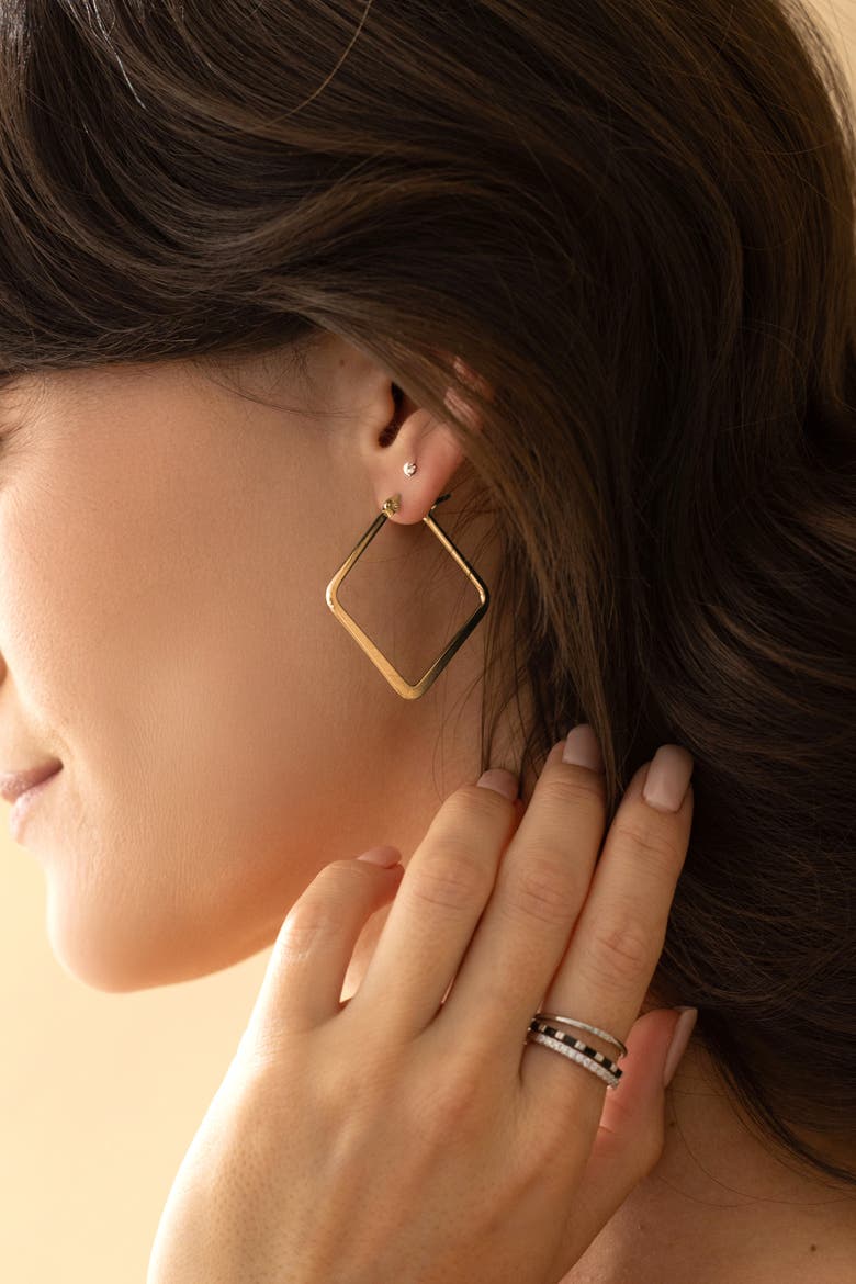 Geometric Girl Boss Hoop Earrings, Alternate, color, Silver
