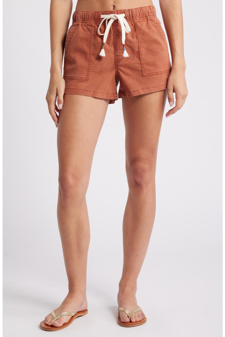 Lil Trooper Tie Waist Shorts, Main, color, RUSSET