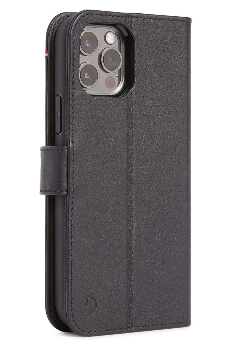iPhone 12 Pro Max Leather Wallet with Detachable Case, Alternate, color, BLACK