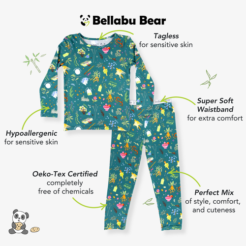 Bellabu Bear Kids Unisex Kids' Mandrakes Potions & Herbs Set Of 2 Piece Pajamas In Green