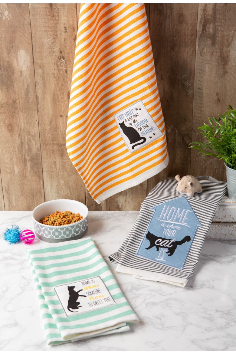 Cats Meow Embellished Assorted Dishtowel Set/3, Alternate, color, Cat's Meow