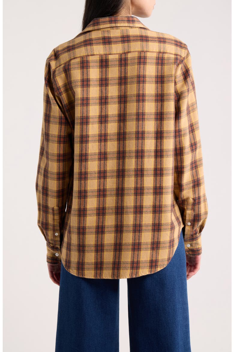Eileen Relaxed Cotton Flannel Button-Up Shirt, Alternate, color, GOLD BROWN BLACK PLAID