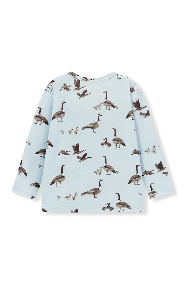 Milkbarn Luxe Stretch Long Sleeve Two Piece Pajama Set, Alternate, color, Goose