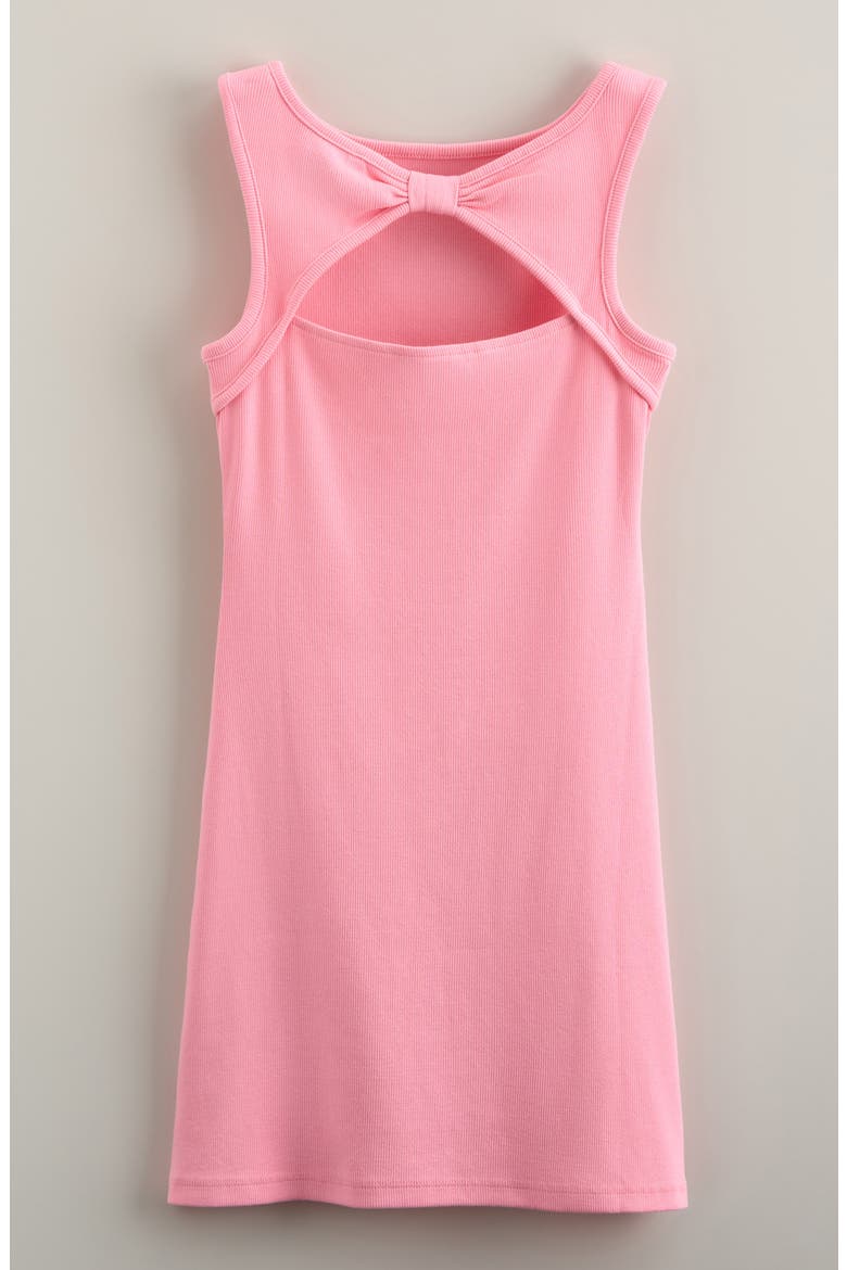 Kids' Open Back Cotton Blend Rib Dress, Alternate, color, PINK DRINK