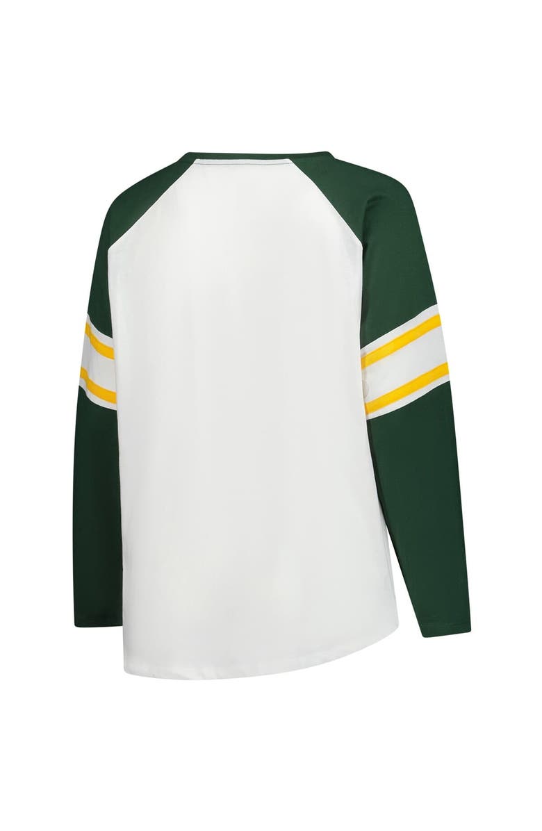 FANATICS Women's Fanatics White Green Bay Packers Plus Size Redzone Lace Up Long Sleeve T-Shirt, Alternate, color, White