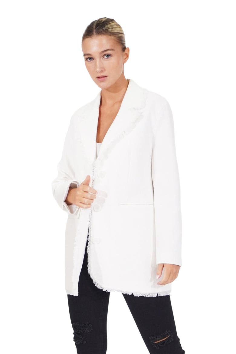 Young Blood Frayed Edge Blazer, Alternate, color, Cream