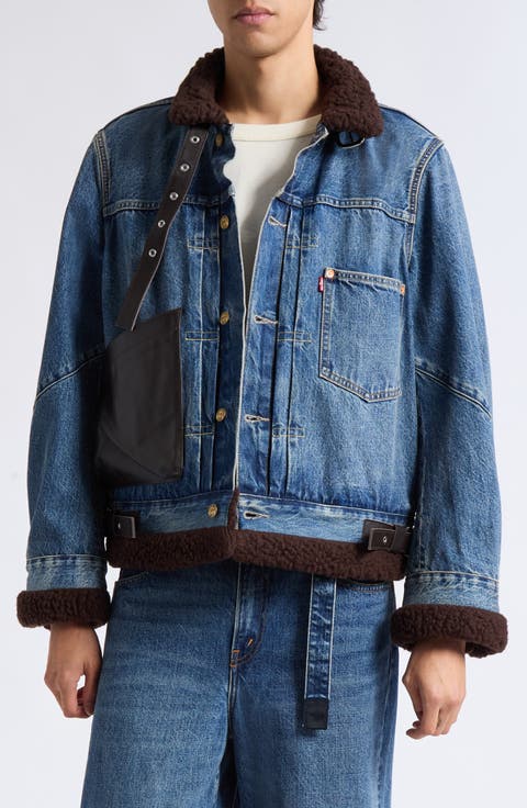Levi's® Denim Jacket with Leather & Faux Shearling Trim