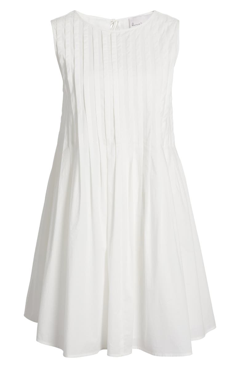 Charles Henry Pleated Sleeveless Cotton Minidress, Alternate, color, Ivory