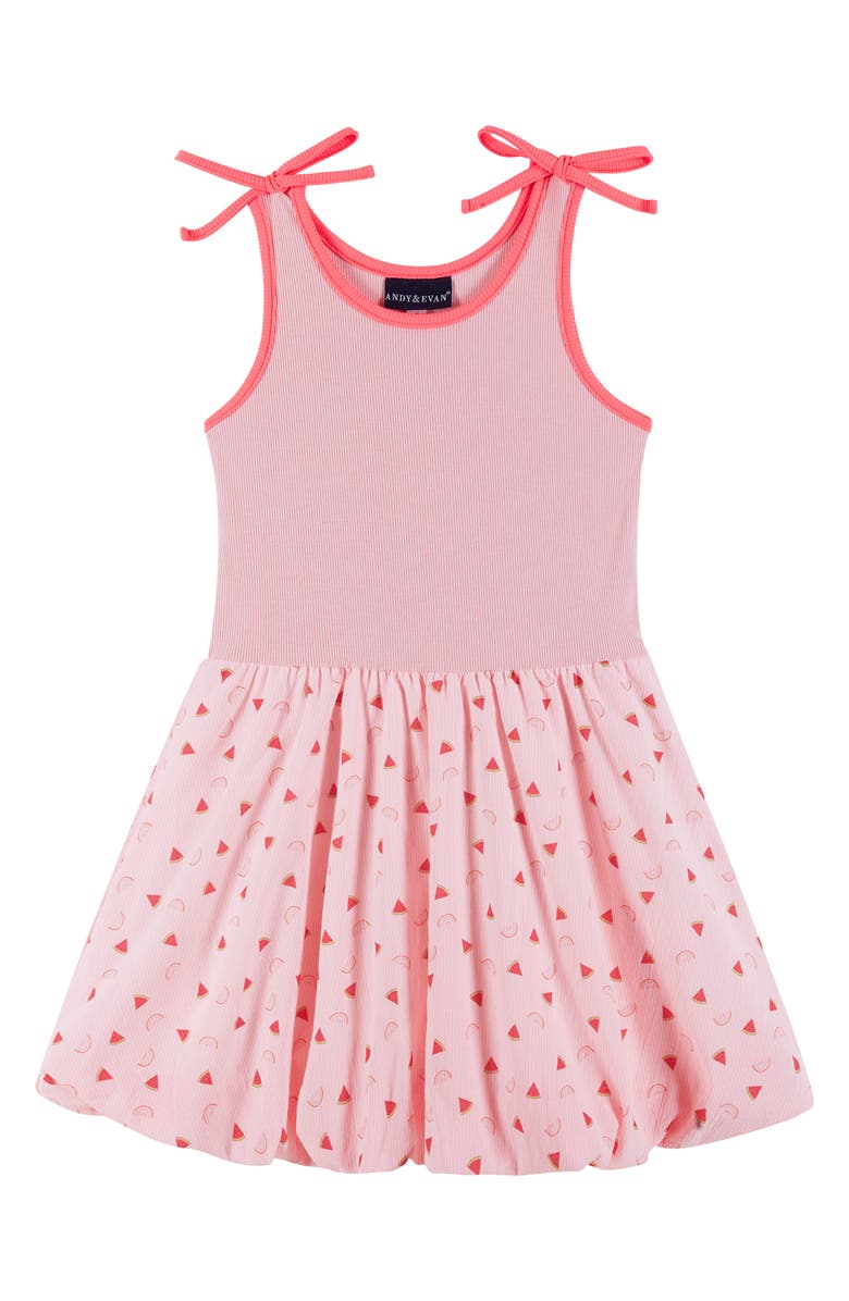 Andy & Evan Kids' Bubble Mixed Media Dress, Main, color, Pink
