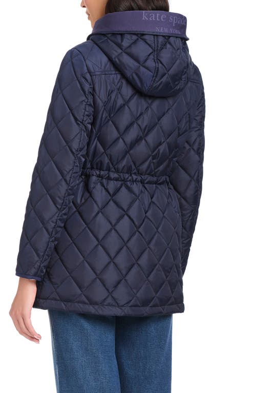 Kate Spade New York Water Resistant Hooded Quilted Jacket In Blue