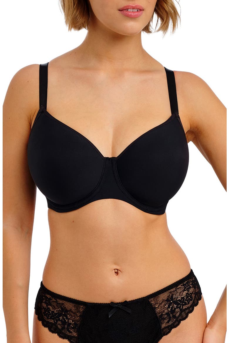 Essentially Smooth Underwire Balconette Bra, Main, color, BLACK