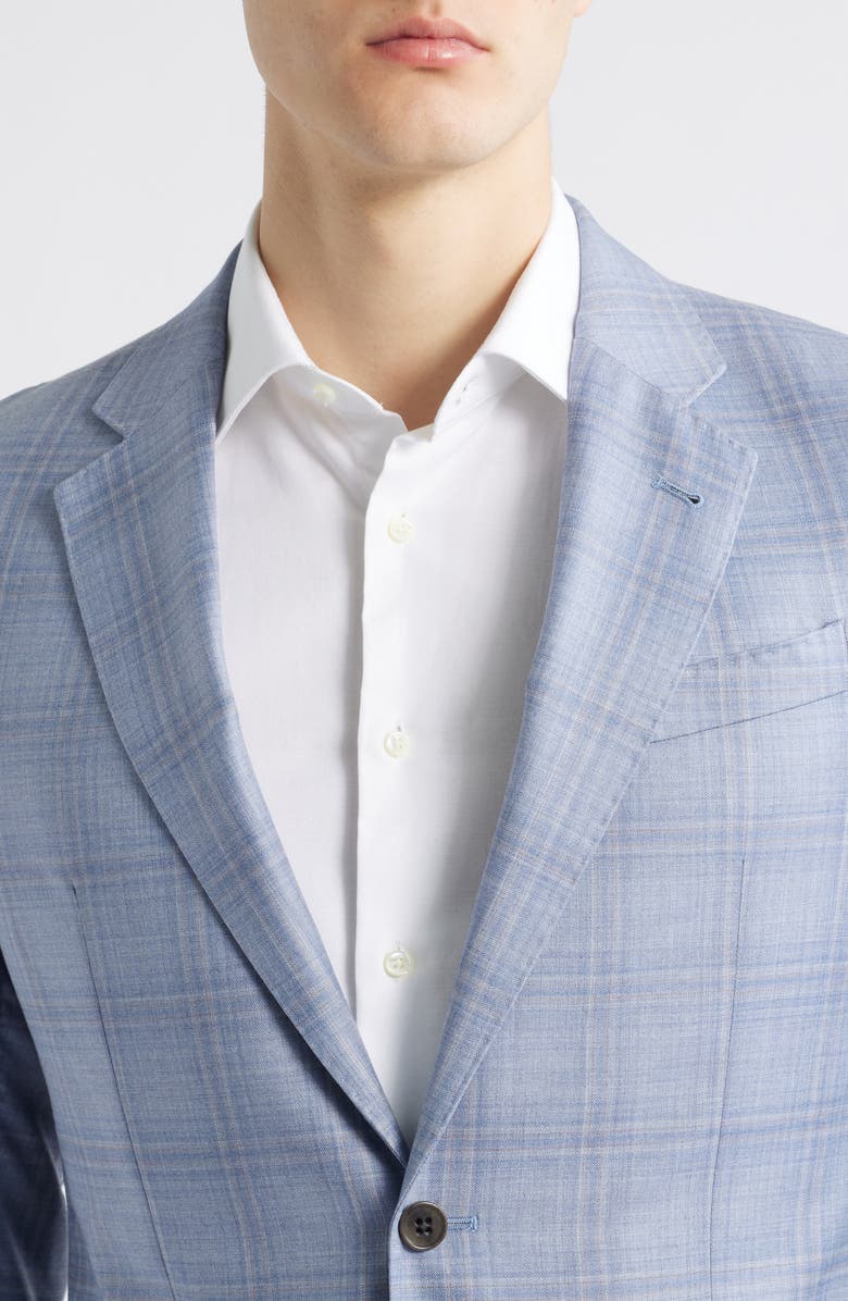 Emporio Armani Pale Blue Plaid Wool Sport Coat, Alternate, color, Light Blue