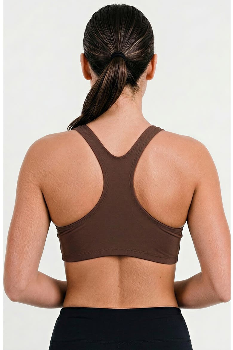 Racerback Swim Bra With Removable Cups, Alternate, color, Chocolate Brown