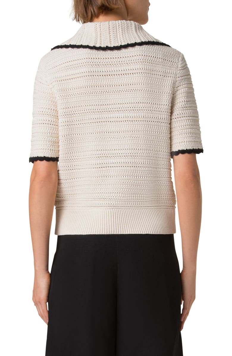 Akris punto Boxy Cotton Crochet Sweater, Alternate, color, 