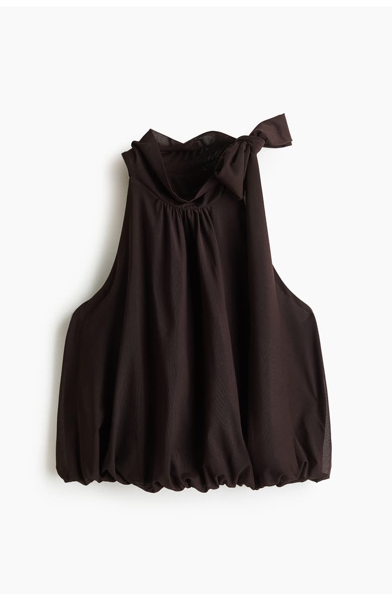 H&M Scarf-collar Top, Main, color, Dark Brown