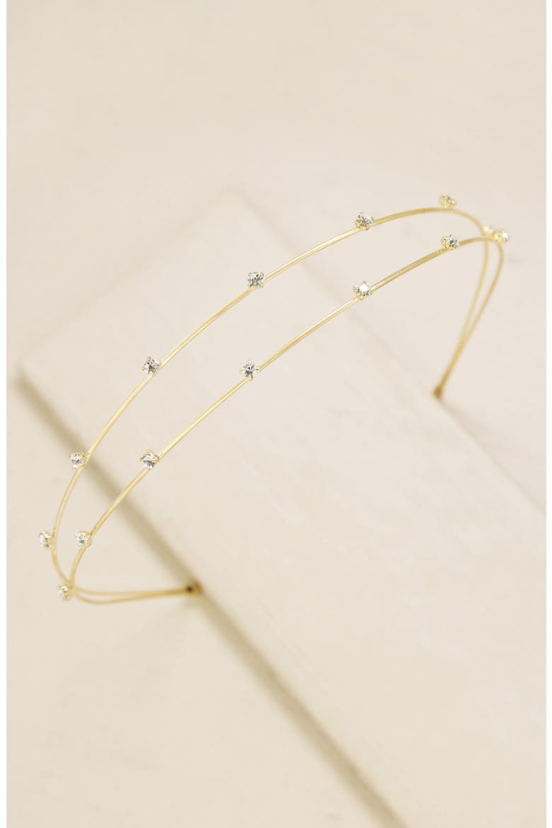 Double-Row Wire & Crystal Headband, Alternate, color, GOLD