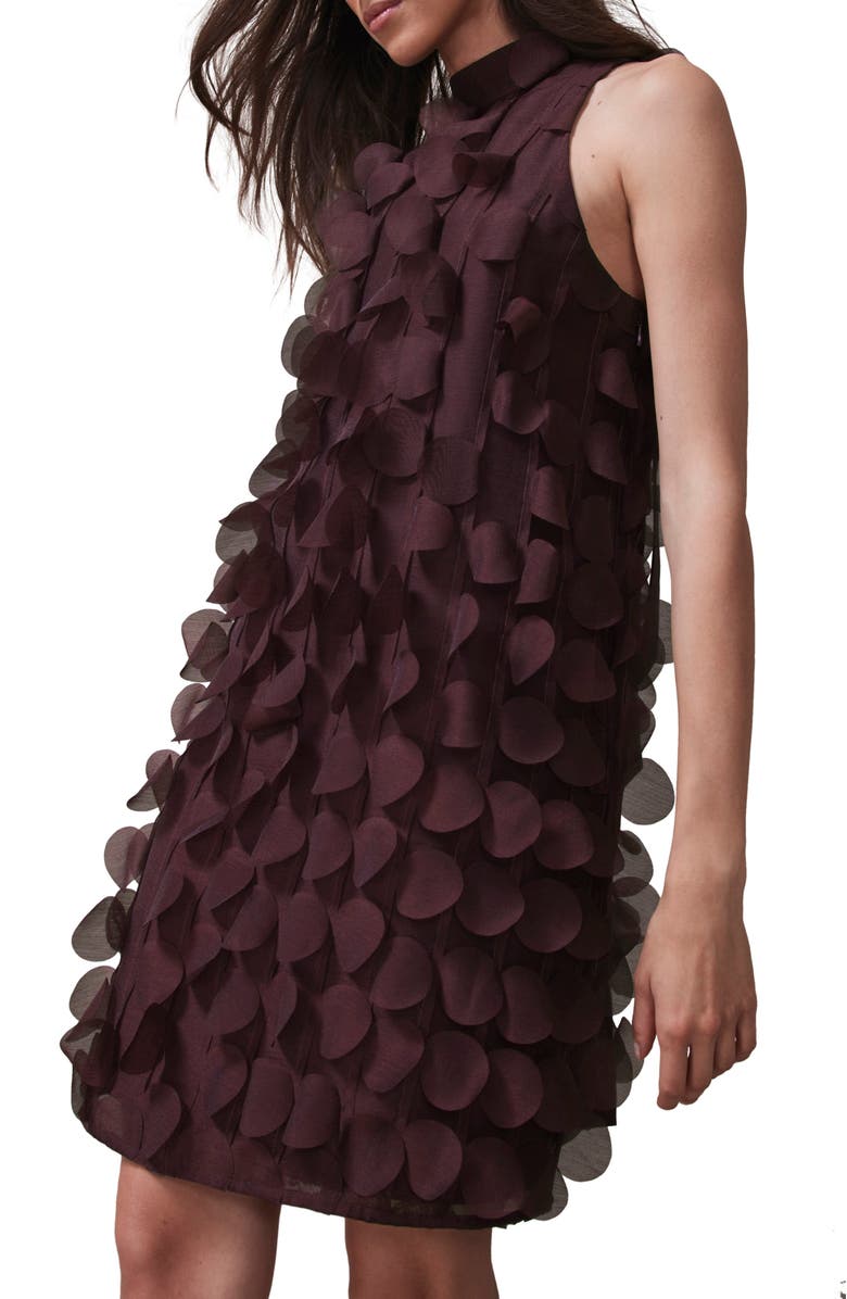 MINT VELVET Applique Mini Shift Dress, Alternate, color, Burgundy