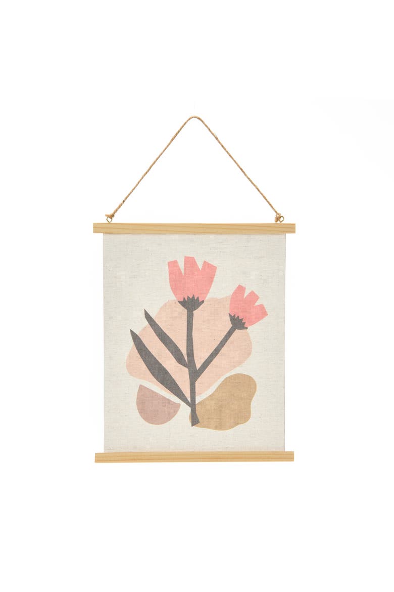 Abstract Floral Canvas Wall Scroll, Main, color, Cream