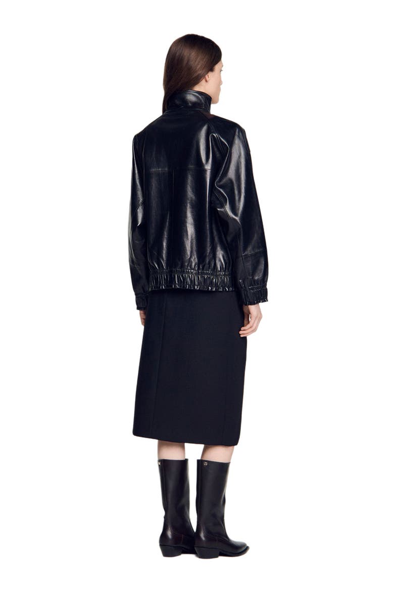 Oversized leather jacket, Alternate, color, Black
