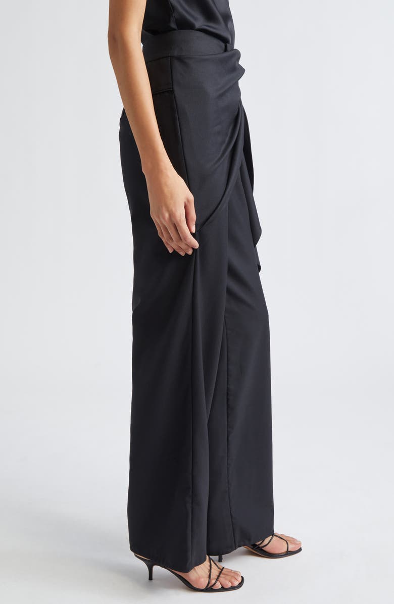 Johanna Ortiz Cascade Ruffle Wool Tea Pants, Alternate, color, Black