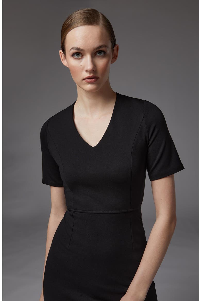 Natasha V-Neck Sheath Dress, Alternate, color, BLACK
