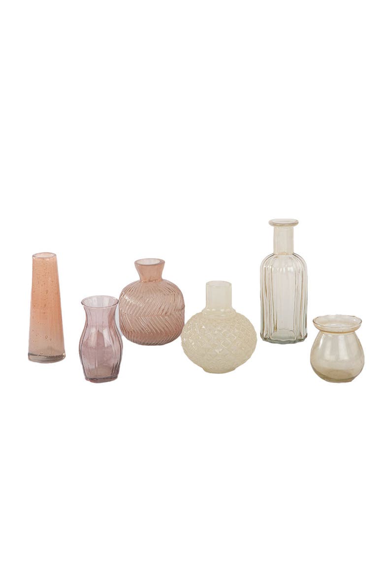 Assorted Yellow and Peach Glass Bud Vases, Main, color, Yellow and Peach