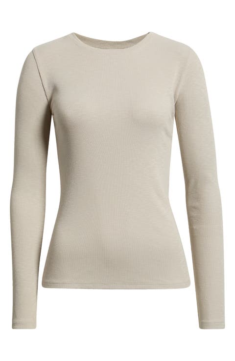 Long Sleeve Cotton Blend Rib T-Shirt