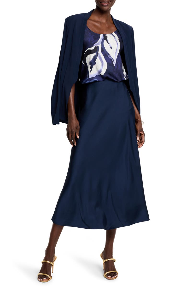 NIC+ZOE Watercolor Vines Scoop Neck Crepe Tank Top, Alternate, color, Indigo Multi