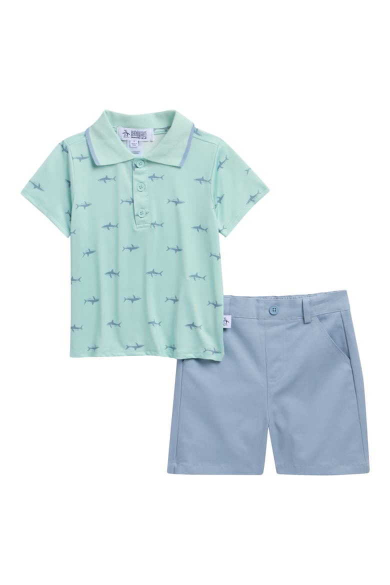 Kids' Polo & Shorts Set, Main, color, DUSTY BLUE