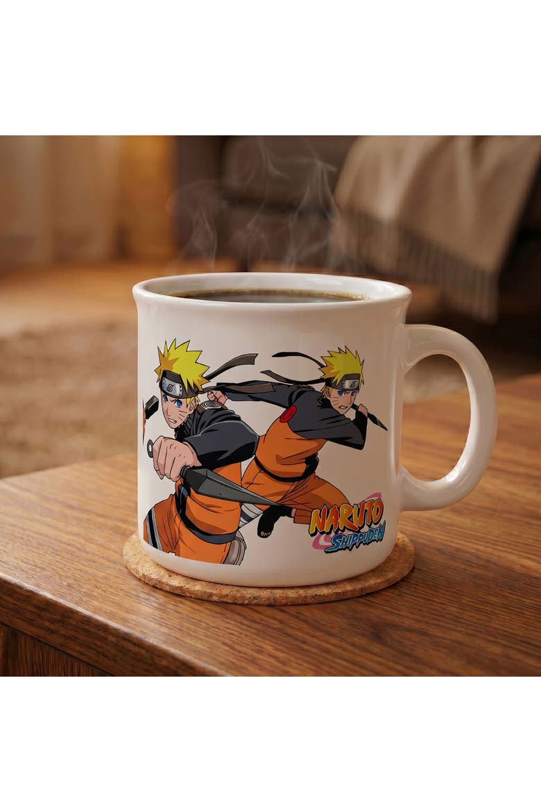 20 oz Naruto Shippuden Fight Action Ceramic Camper Mug, Alternate, color, White