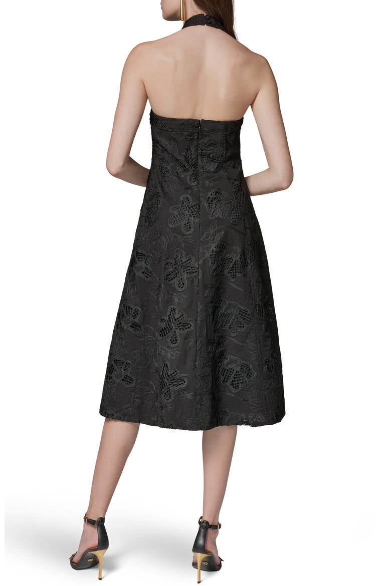 Embroidered Halter Cocktail Dress, Alternate, color, BLACK/BLACK