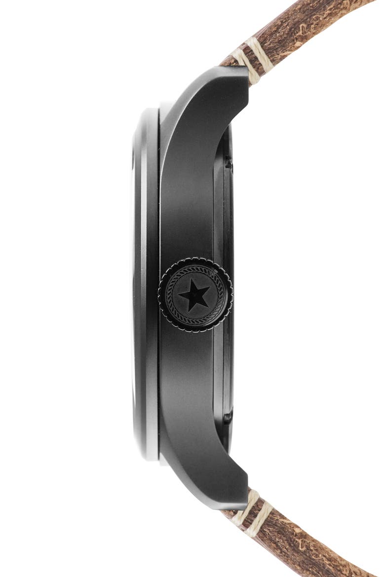 Aviation Leather Strap Watch, 45mm, Alternate, color, BROWN/ BLACK